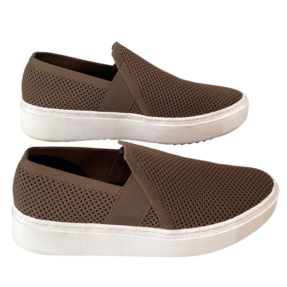 Eileen Fisher Flyknit Mesh Olive Brown Slip-On Platform Sneakers Shoes - Size 7